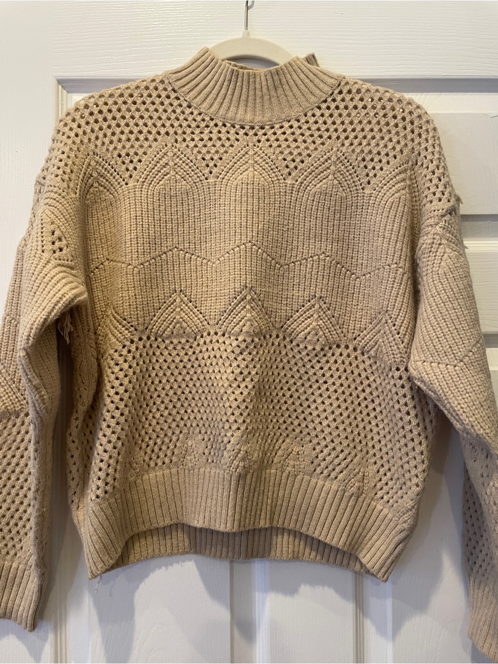 FRNCH Tan Open-Knit Sweater